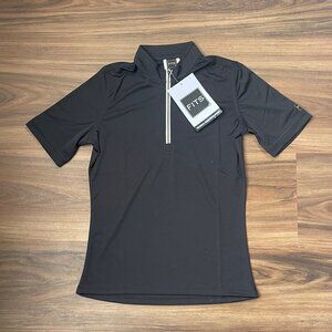 FITS Women's Quarter Zip Polo - Light Weight - Black - Large